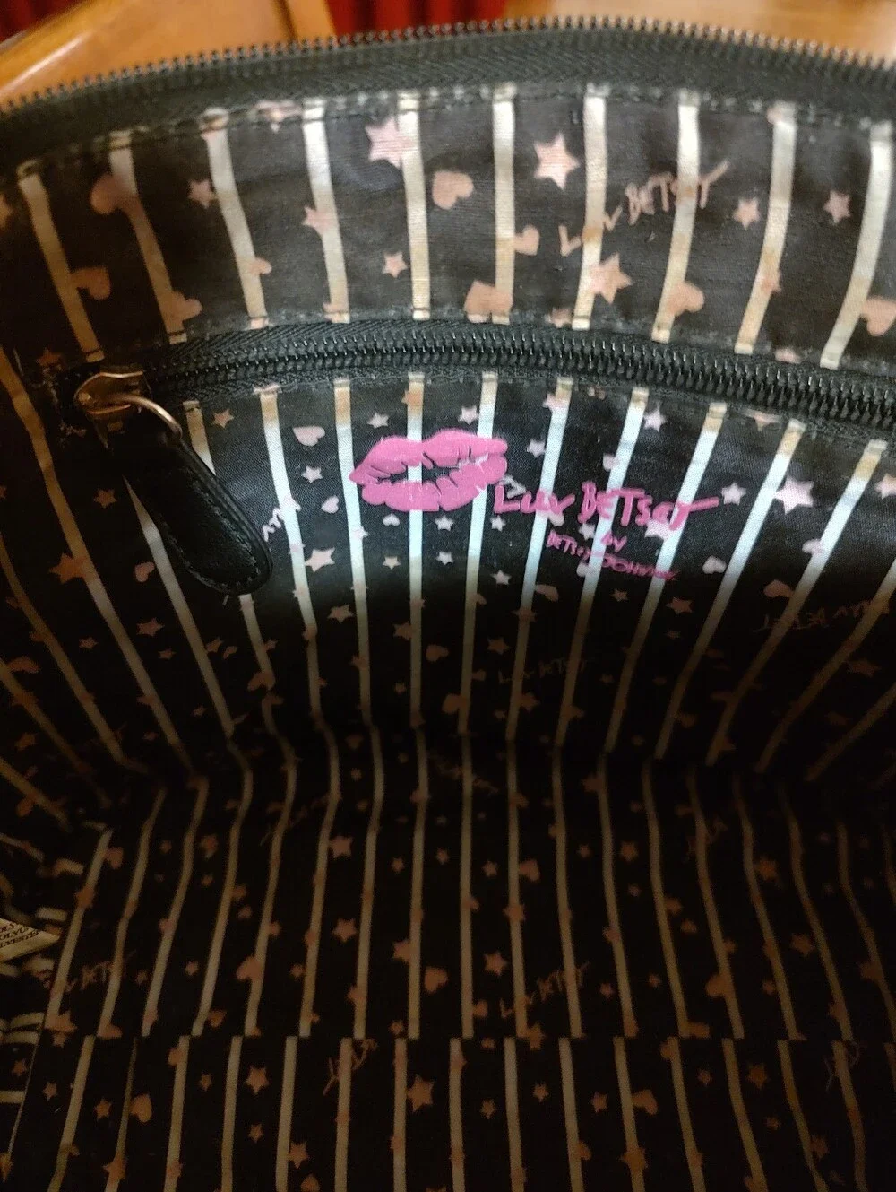 Betsey Johnson Pink Quilted Satchel with Floral & Stripes